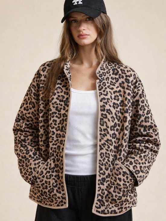 Kensie Jackets & Blazers - Kensie Quilted Spring Jacket Button-Up Leopard Cheetah Extra Large NWT oversized